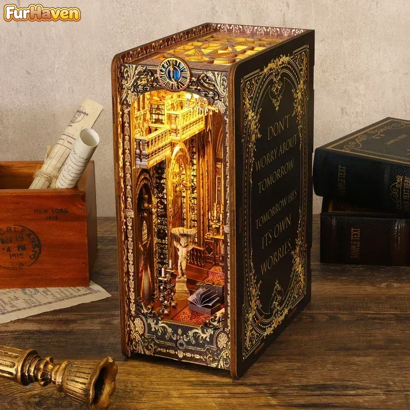 Diy Wooden Book Nook Kit Shelf Insert - Kits de bricolage pour inserts de