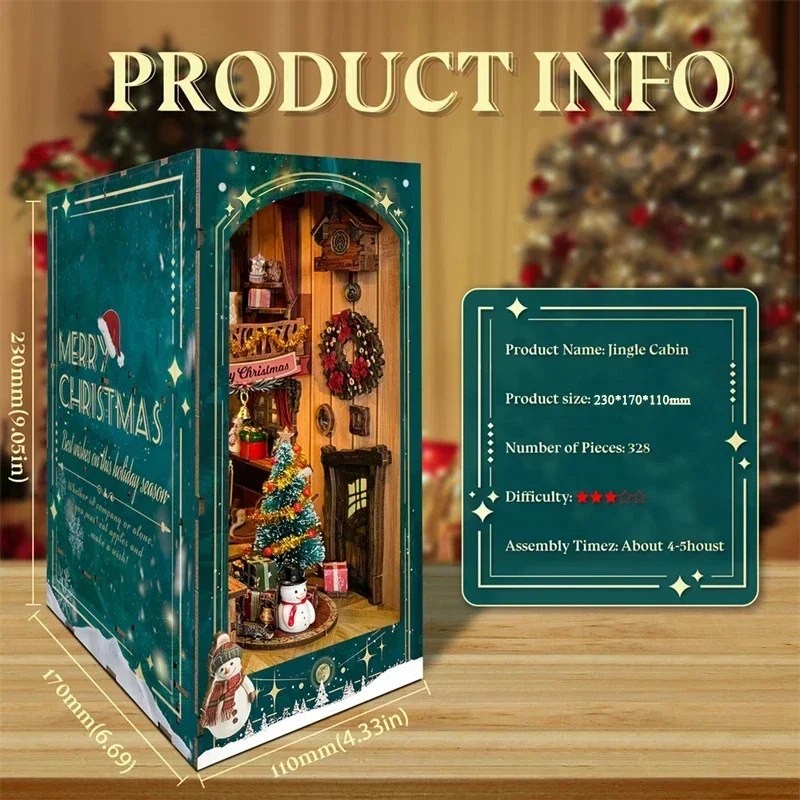 Joyeux Noël, kit miniature de  - Diy Wooden Book Nook Kit Shelf Insert avis et prix