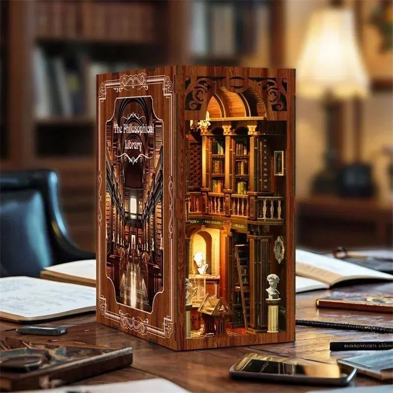 La bibliothèque philosophique  - Diy Wooden Book Nook Kit Shelf Insert avis et prix